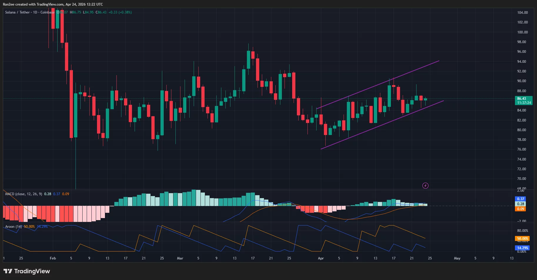 Solana price has formed an ascending parallel channel pattern on the daily chart.
