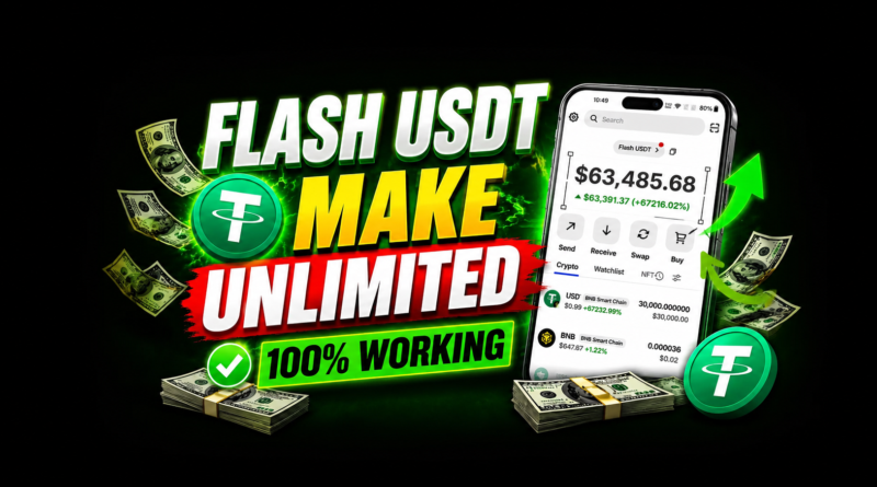 Flash USDT wallet showing 30,000 USDT balance created on ERC20 network without coding in 2026